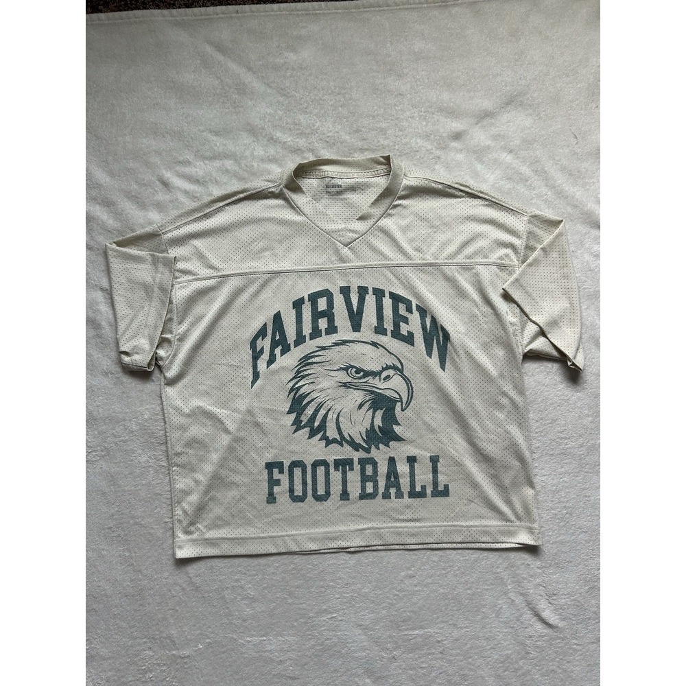HOLLISTER Baggy Cropped Graphic Football Jersey SIZE Large Oversized Sportswear